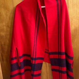 Red and Navy Women's Shawl / Scarf